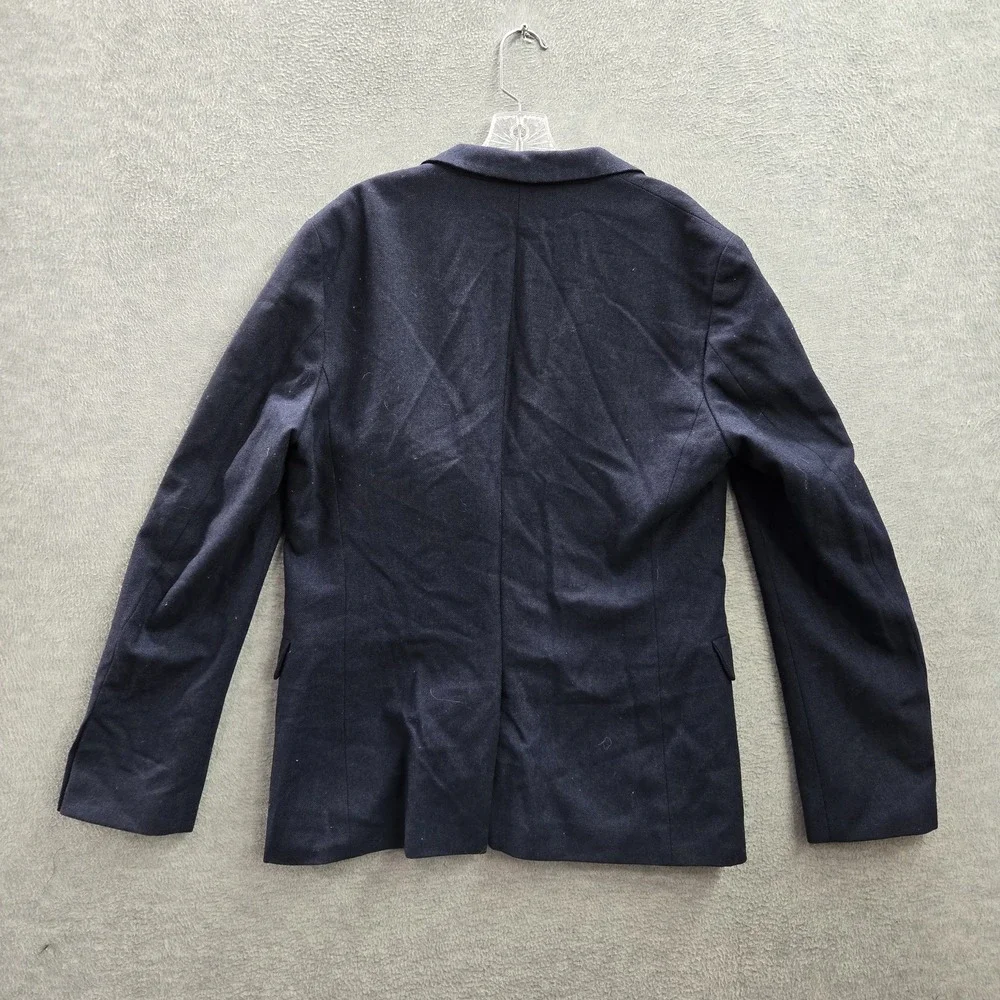 Hugo Boss Men Blazer 40R‎ Blue Polyester Virgin Wool Button Long Sleeve